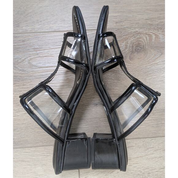 Nickels LYNX Black Windowpane Retro Mod Dressy Sandal Mule Size 8.5 - Picture 7 of 11